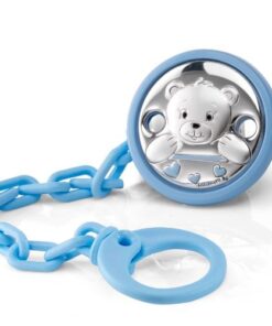 Pinza plateada para chupete Oso