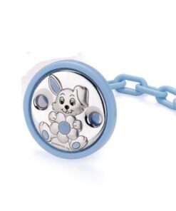 Pinza plateada para chupete conejo