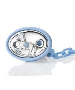 Pinza de chupete plateada caballito