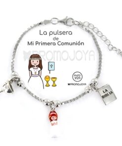 Pulsera plata primera Comunión rodiada