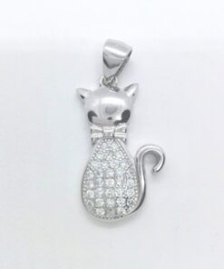 Colgante plata gato con circonitas