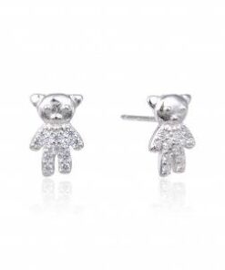 Pendientes plata oso con circonitas