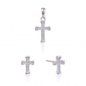 Conjunto pendientes y colgante cruz