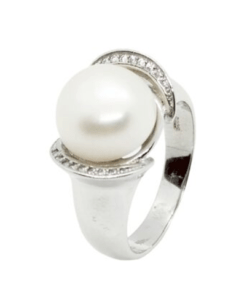 Anillo plata rodiada con perla