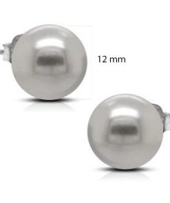 Pendientes plata perla 12mm.