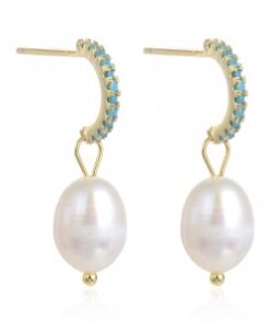 Pendientes plata chapada con perla