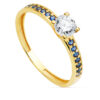 Anillo Oro Solitario con Zafiros