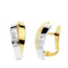 Pendientes de cierre bandas bicolor para mujer, oro 18k