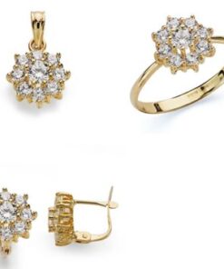 Juego oro de ley con circonitas