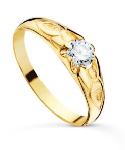 Anillo oro solitario circonita