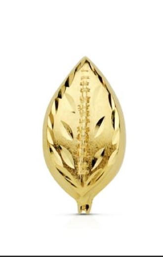 Pendientes de cierre hoja labrada para mujer, oro 18k - Imagen 3