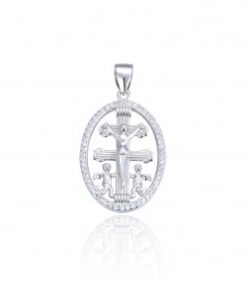 Cruz plata Caravaca con piedras