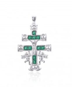 Cruz de Caravaca con piedras verdes