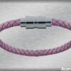 Pulsera acero y piel rosa