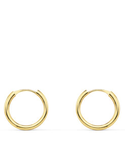 Pendientes de aro medidas 12 x 1.5 mm, oro 18k.