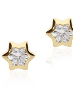 Pendientes estrella circonita mujer o niña ,oro 18 kilates.