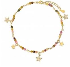 Tobillera plata chapada turmalinas