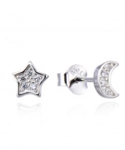 Pendientes plata estrella y luna