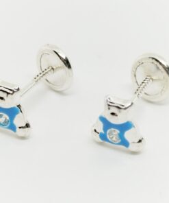 Pendientes plata Osito azul