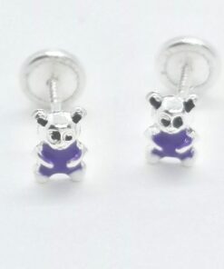 Pendientes plata ositos morados
