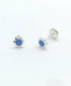 Pendientes plata flor azul