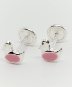 Pendientes plata patitos rojos