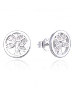 Pendientes plata árbol con circonitas