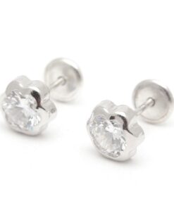 Pendiente flor con circonita