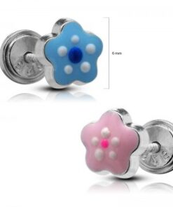 Pendiente plata flor esmalte