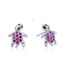 Pendientes plata tortugas piedras rojas
