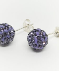 Pendiente plata multipiedra morada