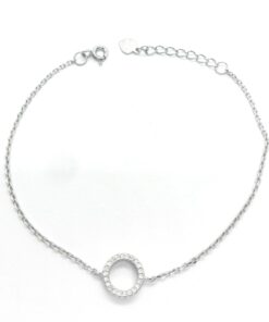 Pulsera plata con circulo circonitas