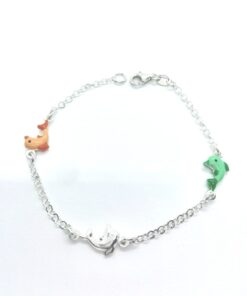 Pulsera plata delfines esmaltados