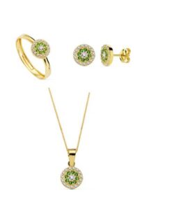 Juego oro 18 k esmeraldas y circonitas
