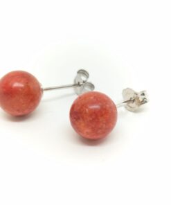 Pendiente plata bola coral