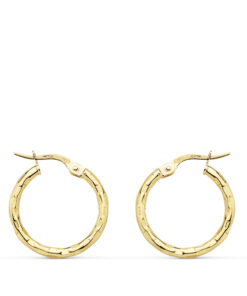 Pendientes aro tallados 19x2mm, oro18K