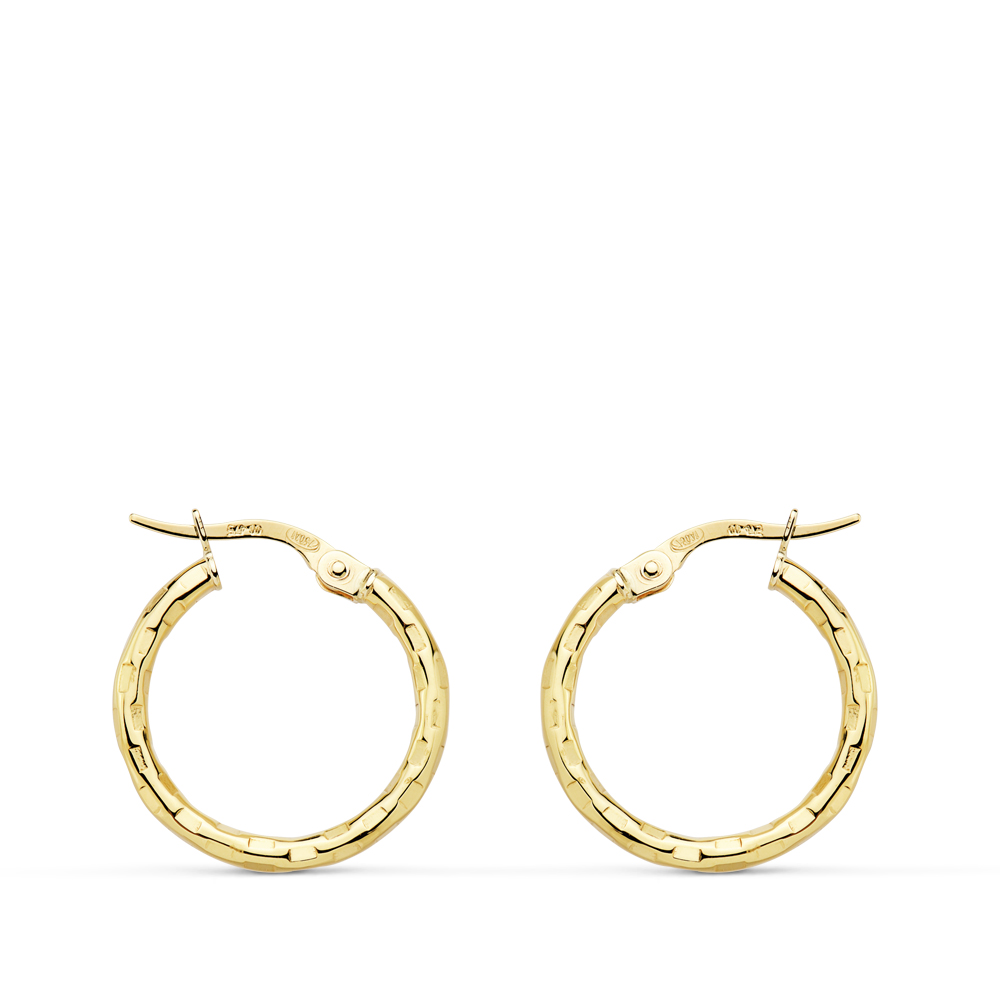 Pendientes aro tallados 19x2mm, oro18K