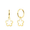 Pendientes aro colgante margarita, oro 18 kilates