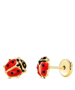 Pendientes mariquita niña oro 18 k.