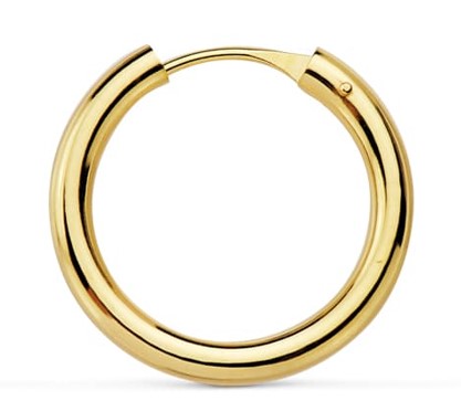 Pendientes aro medida 17 x 2 mm, oro 18k. - Imagen 2