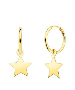 Pendientes aro con estrella oro 18k