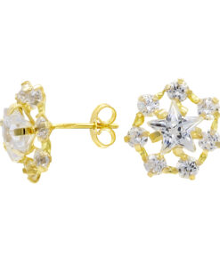 Pendientes oro estrella circonitas