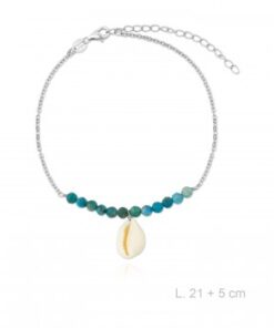 Tobillera plata piedras color