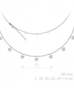 Gargantilla plata estrellas piedras-blancas
