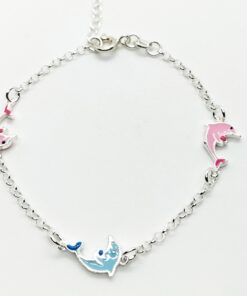 Pulsera plata delfines colores