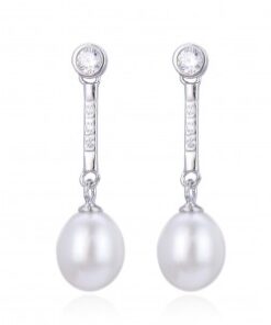 Pendientes plata largos perla