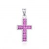 Cruz plata piedras rubí
