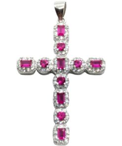 Cruz plata rubís y circonitas