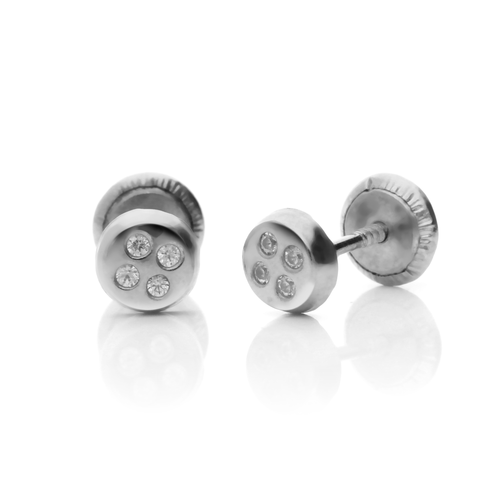 Pendientes bebé o niña circonitas, oro blanco 18 kilates