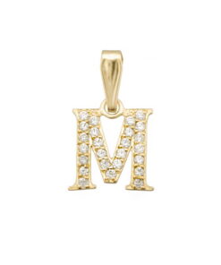 Colgante letra M con circonitas